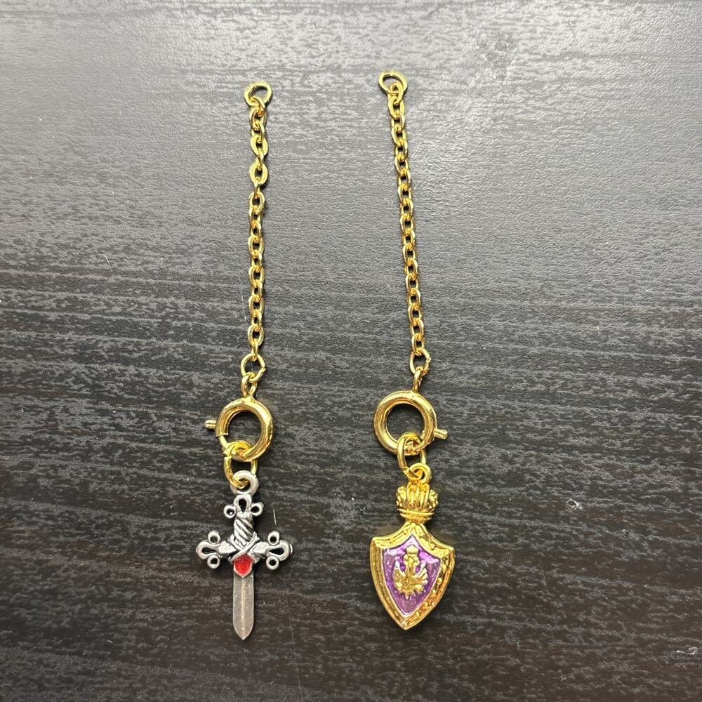 Joan Rivers Charm Faberge Egg W/ Extender Sword Dagger & Shield Set Enamel